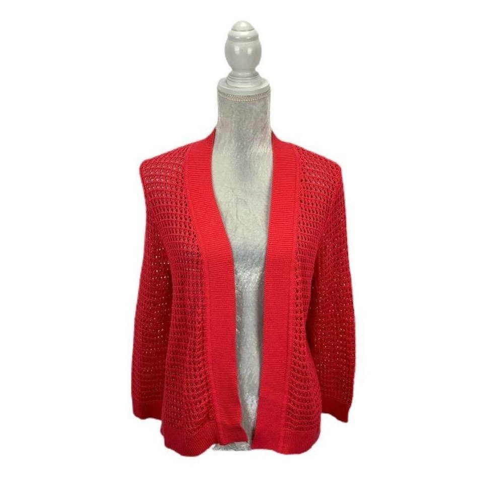 89th‎ & Madison Open Loose Knit Cardigan Pink M